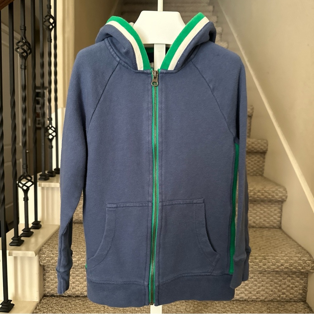 Mini Boden Boys 7-8Y Supersoft Navy Blue Hoodie Zip-Up Sweatshirt Jacket
